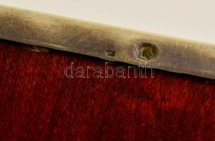 Ezüst (Ag.) kártyadoboz, jelzett, fa berakással, 18×13×5,5 cm, bruttó 546 g