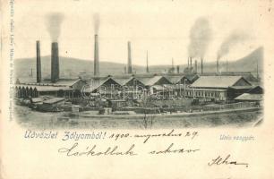 1900 Zólyom, Zvolen; Unio vasgyár, iparvasút. Löwy Miksa és Steiner Lajos kiadása / Unio iron works, factory, industrial railway (EK)