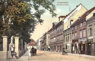 Klagenfurt, Paradeisergasse / street view with Cafe Schiberth, shop of Franz Perko
