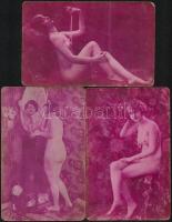 cca 1910-1920 3 db régi erotikus fotó, Léo Paris, 13x8 cm
