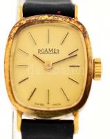 Roamer svájci női mechanikus karóra, arany (AU 14K) óratesttel, jelzett, bőr szíjjal, eredeti kissé ...