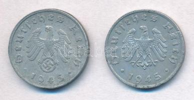 Német Harmadik Birodalom 1945E 1pf Zn + Német Harmadik Birodalom / Szövetséges megszállás 1945F 1pf ...