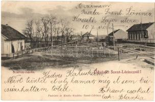 1902 Budapest XVIII. Pestszentlőrinc, Szentlőrinc; Szarvas csárda, Üllői út, villamos. Podoletz és Konba kiadása