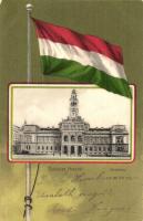 1903 Arad, Városháza. Magyar zászlós litho keret / town hall, Hungarian flag litho frame (kopott sarkak / worn corners)