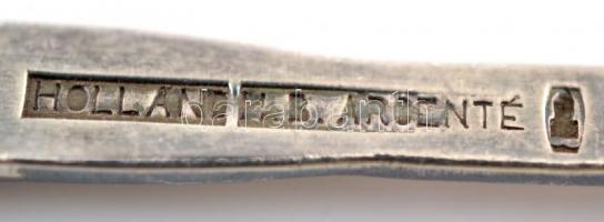 Ezüstözött mokkás kanál, zománcozott bruges-i címerrel, h: 12 cm