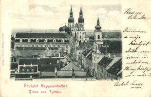 1899 Nagyszombat, Tyrnau, Trnava; látkép, templomok. Horovitz Adolf kiadása / general view, churches (EK)