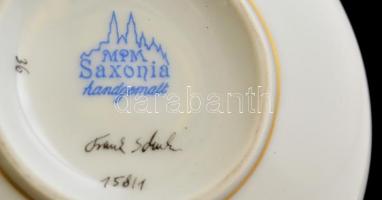 Saxonia mécses, kézzel festett, jelzett, hibátlan, m:5 cm, d: 9,5 cm