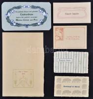 cca 1902 Német szecessziós névjegykártyák, meghívók, összesen 6 db, különböző méretben
