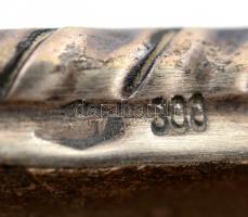 Ezüst(Ag) oroszlánlábas fogvájótartó, jelzett, sérüléssel, 10×4,5×2 cm, nettó: 36,8 g