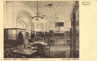 Brassó, Kronstadt, Brasov; Korona szálloda kávéház, belső. Phot. Atelier Muschalek. H. Zeidner kiadása / Hotel krone Kaffeehaus / hotels cafe interior