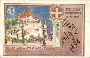 1898 Vienna Wien; Jubiläums-Ausstellung, Pavillon Stadt-Wien / City of Vienna pavilion. Exhibition advertisement card (EK)