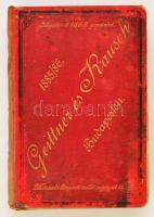 1885 Geittner és Rausch. Budapest. Műszaki központi üzlet és konyhaszerelékek-raktára, Malomkőgyár és raktár, és Szivattyú-és fecskendőgyár, Rézöntöde. 1885-1886-os árjegyzéke. Benne tűzoltó felszerelésekkel is. (Fecskendők, létrák, sisakok, ...stb.) Magyar és német nyelven.Kiadói aranyozott egészvászon-kötés, foltos, kopott borítóval, kijáró lapokkal, laza fűzéssel, sérült kötéssel, rossz állapotban.