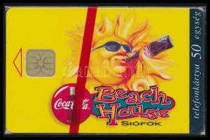 1997 Coca Cola beach house Siófok, használatlan telefonkártya, bontatlan csomagolásban.