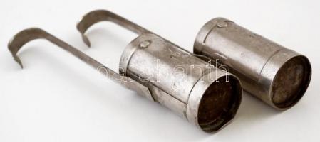 2 db retró fém borkimérő, jelzett, h: 21 cm