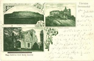 Devecser, Somlyó hegy, várrom, gróf Zichy kastély, kiadja Rosenberg Zsigmond, Art Nouveau, floral