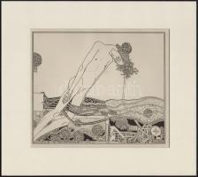 Kozma Lajos (1884-1948): Öntudatlanság. Cinkográfia, papír, jelzett a cinkográfián, paszpartuban, 19,5×16,5 cm