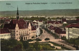 Déva, látkép a vármegyeházzal / view with county hall