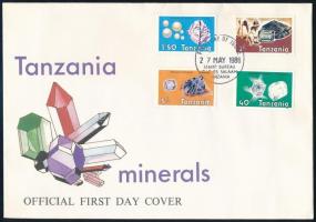 Tanzania minerals set FDC + block, Drágakövek sor FDC-n + blokk
