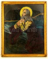 1 festmény és 2 db nyomat egy tételben, egyik üvegezett keretben 84x55 cm