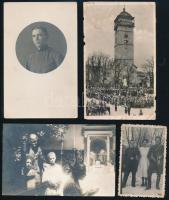 cca 1915-1940 Katonákat ábrázoló fotók, közte a Felvidék felszabadulásának alkalmából kiadott fotólap, 6×9 és 14×9 cm