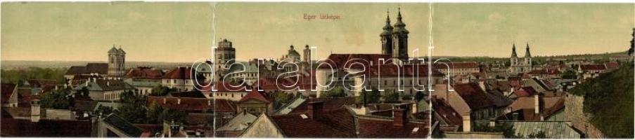 Eger, Három részes panorámalap. Wahlk Adolf kiadása / 3-tiled panoramacard