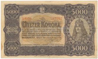 1923. 5000K "Magyar Pénzjegynyomda Rt. Budapest" T:III kis fo.