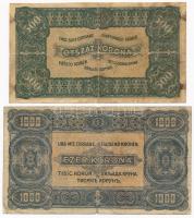 1923. 500K + 1000K mindkettő "Magyar Pénzjegynyomda Rt. Budapest" nyomdahely jelöléssel T:...