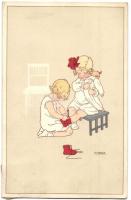 1918 Children art postcard. M. Munk Vienne Nr. 704. s: Pauli Ebner