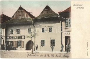 Késmárk, Kezmarok; Kray ház (krajovai és topolyai báró Kray Pál szülőháza), Hayde Károly üzlete. Wiesner J. F. kiadása / Geburtshaus des Baron Kray / birthplace of Baron Paul Kray of Krajova and Topolya, shop (r)