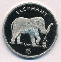 Libéria 1997. 5$ Cu-Ni Afrikai Vadon sorozat - Elefánt T:1-,2 Liberia 1997. 5 Dollars Cu-Ni African Wildlife Series - Elephant C:AU,XF Krause KM#579
