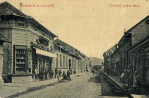 Petrozsény, Petrosani; Kossuth Lajos utca, üzletek. W. L. 1683. / street view, shops (EB)