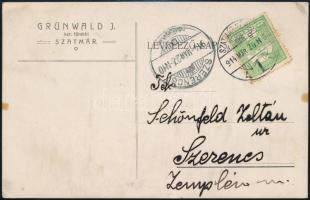 1914 Grünwald Juda (1849-1920) szatmári főrabbi jiddis nyelvű levelezőlapja Schönfeld Zoltánnak Szer...