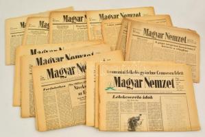 1948-1989 Magyar Nemzet 15 száma, benne a kor híreivel, közte a 1989-es romániai felkelés és Ceausescu bukásának, az éleződő Iraki-Kuvaiti ellentét híreivel, változó állapotban.