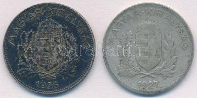 1926-1927. 1P Ag (2x) T:2,2- patina