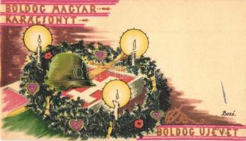 2 db RÉGI Bozó Gyula kis méretű irredenta művészlap / 2 pre-1945 small-sized irrdenta art cards signed by Bozó