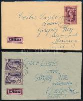 1950 Czibor Zoltán labdarúgó által megcímzett, aláírt 2 db boríték