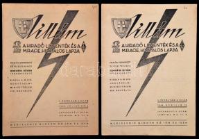 1944 a Villám, a híradó leventék és a MRAOE hivatalos lapja 1. évf. 3. és 8. lapszáma, érdekes írásokkal