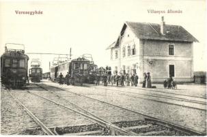 Veresegyház, Villanyos (Villamos) vasútállomás, Vác-Budapest-Gödöllő Helyi Érdekű Vasút (HÉV) vonatok. Brüll Lajos kiadása