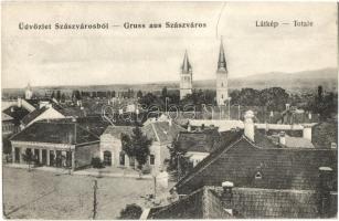 Szászváros, Broos, Orastie; látkép, Kercsédi Géza üzlete. B. Stelescu kiadása / general view, shop (Rb)