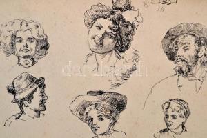 Jelzés nélkül: 55 db grafika, főleg ceruza tus, papír, 23×16 cm