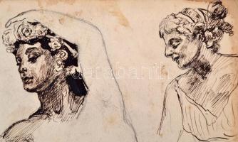 Jelzés nélkül: 55 db grafika, főleg ceruza tus, papír, 23×16 cm