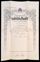 1888 Hadnagyi kinevezési oklevél Feigl János részére
