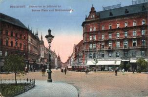 Budapest VII. Baross tér és Rákóczi út, Központi szálloda, étterem és kávéház, villamos, üzletek (EK)