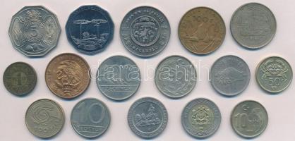 16db-os vegyes fémpénz tétel, közte Franciaország, Mexikó, Thaiföld, Tanzánia, Izland, Lengyelország...