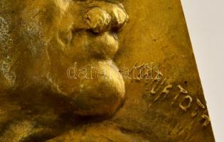 Tóth Mária (?-?): Férfi portré, réz plakett, jelzett, 20×18 cm