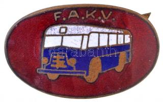 ~1949-1950. F.A.K.V. - Fővárosi Autóbusz Községi Vállalat zománcozott fém sapkajelvény T:2