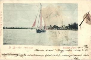 1901 Balatonfüred, &quot;Balaton&quot; vitorlás. Köves és Boros kiadása (Rb)