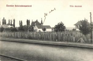 1914 Balatonkeresztúr, Villa részletek a vasúti sín mellett