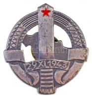 Jugoszlávia 1943. 29 XI 1943 (Demokratikus Föderatív Jugoszláv Köztársaság megalakulása) fém jelvény, AU. M. SUBOTICA gyártói jelzéssel (34x32,5mm) T:2 Yugoslavia 1943. 29 XI 1943 (Foundation of Democratic Federative Republic of Yugoslavia) metal badge, with makers mark AU. M. SUBOTICA (34x32,5mm) C:XF