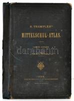 R. Tramplers: Mittelschul-atlas. Wien, 1900, K.K. Hof und Staatsdruckerei, 2 p.+54 t. Kiadói aranyozott egészvászon-kötésben, kopott borítóval, sérült gerinccel, egy kijáró térképpel.